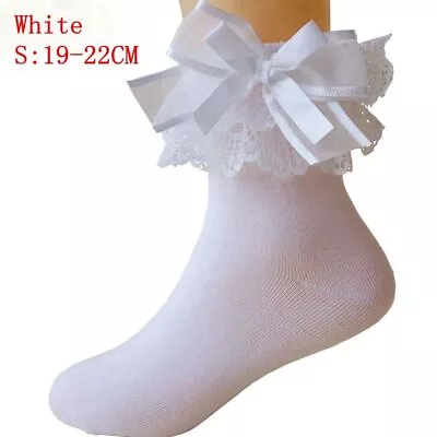 Cute Ankle Short Baby Girls Cotton Big Bow Princess Socks Lace Frilly Ruffle • $12.99