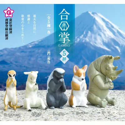 Gassho Animals Praying Mini Figure Collection 5 Rhino Corgi Goat Meerkat Badger • $32.90