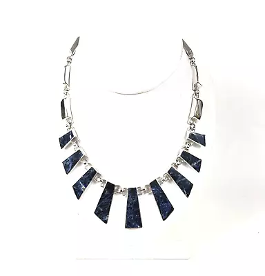 Taxco Mexico Sodalite Sterling Silver 925 Dramatic Statement Bib Necklace VGC • $328.50