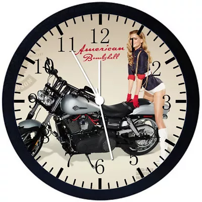 American Motorcycle Black Frame Wall Clock Nice For Decor Or Gifts Y72 • $19.95