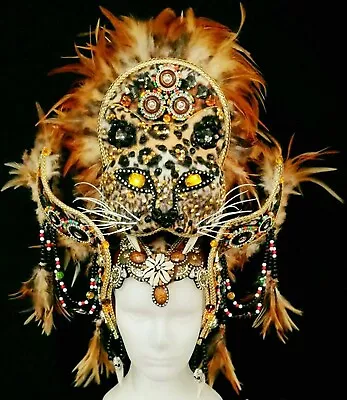 Da NeeNa H990 Leopard Gypsy Wild Cabaret Dance Pageant Showgirl Vegas Headdress • $442.50