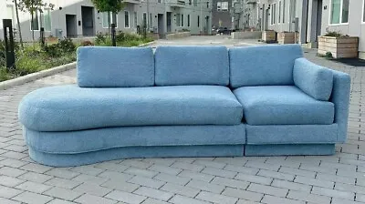 Baby Blue Boucle Petite MCM Sectional Sofa  • $4000