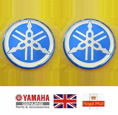 2 X GENUINE YAMAHA R1 R6 YZF TANK EMBLEM BADGE DECAL STICKER 40MM BLUE • $12.37