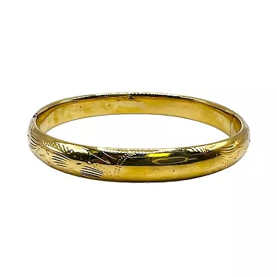 14K Yellow Gold Engraved Bangle Bracelet 3mm 9.8 Grams 6.5  • $742.50