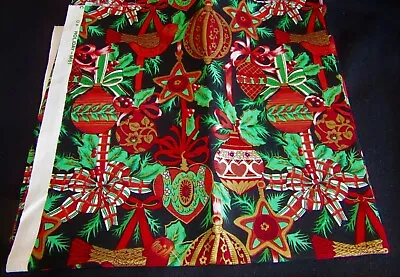 Vintage Holiday Ribbons Cotton Fabric 38  X 44  • $14.49