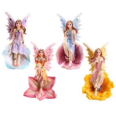 Set Of 4 Flower Fairies Colourful Sparkle Garden Home Ornament Fairy Figurines • £9.55
