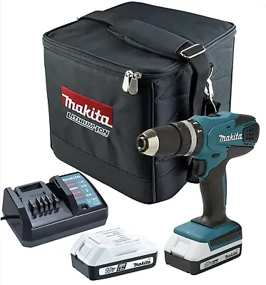 Makita HP457D 18v G-Series Cordless Combi Hammer Drill Driver Charger And Case • £119