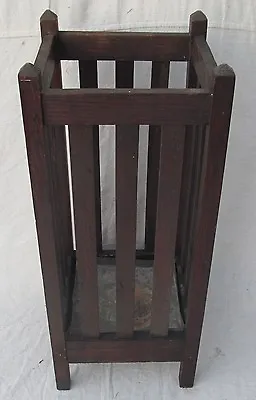 Antique Arts & Crafts Period Mission Oak Craftsman Umbrella Hall Stand  • $575