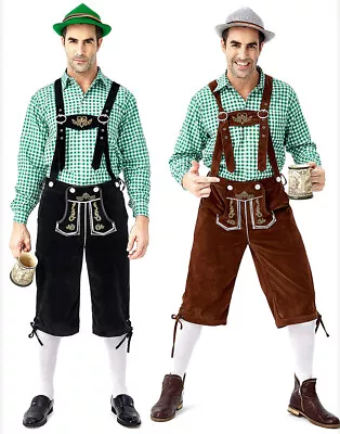 Traditional Mens Bavarian Lederhosen Oktoberfest Lederhosen German Suspender • $38.57