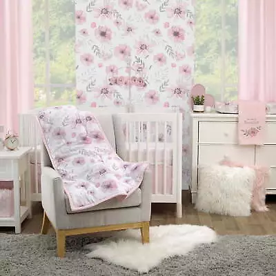  Beautiful Blooms Pink 3 Piece Crib Bedding Set • $30.94