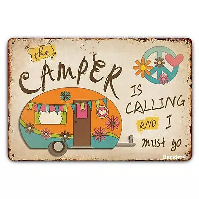 Metal Sign The Camper Is Calling Rustic Decor Vintage Sign Home Kitchen Bedro... • $16.71
