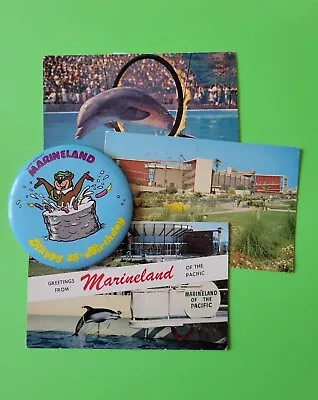 MARINELAND Of The Pacific California Postcards~Unused~& 25th Pin/Button~Vintage • $9.95