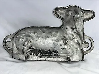 Vintage Heavy CAST ALUMINUM 13” Easter Lamb CAKE Chocolate MOLD 2 PC • $39