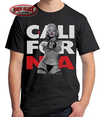 Marilyn Monroe CALIFORNIA Gangster GUN T-SHIRT Tee ~ LA CALI Tattoos • $15.99