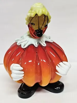 Vintage Glass Of Venice Murano Glass Clown Pumpkin Orange Ah • $45