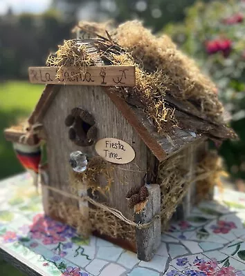 “La Casita” Theme Handcrafted Reclaimed Wood Whimsical Birdhouse: #116 • $99