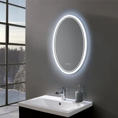 Oval LED Bathroom Mirror Frontlit & Backlit AntiFog Dimmable Wall Vanity Mirror • $85.91