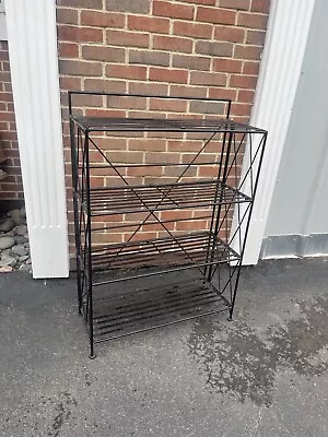 Folding Metal Bakers Rack 4 Tier 40” Tall Collapsible Black  28x11.5 • $81.90