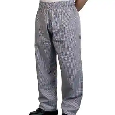 Unisex Bonchef White & Blue Check Chef Trousers Baggies Size Large 38-40  • £9.99