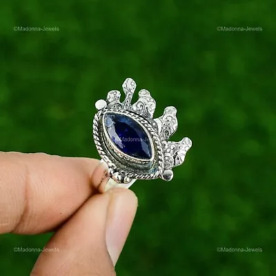Gift For Her 925 Silver Natural Tanzanite Quartz Promise Adjustable Ring • $12