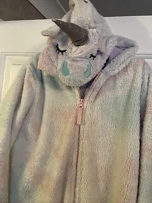 M&S Unicorn Onesy Age 11-12 Glittery Fur Sleep Suit All In One • £5