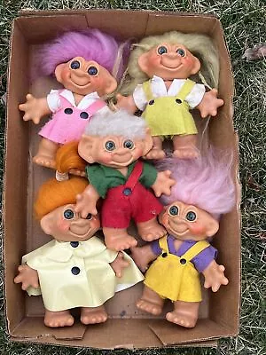 5 Vintage Troll Doll Coin Bank Lot Large Size 7” DAM • $169.99