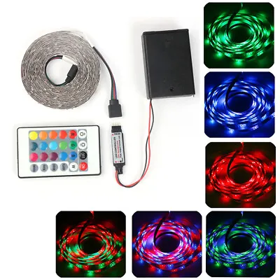 LED Strip Lights Battery Operated Dimmable RGB 2835 TV Back Lighting + Remote • £5.45