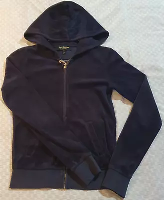 Juicy Couture Womens Velvet Navy Tracksuit Top Size XS Excellent Condition • £26.49