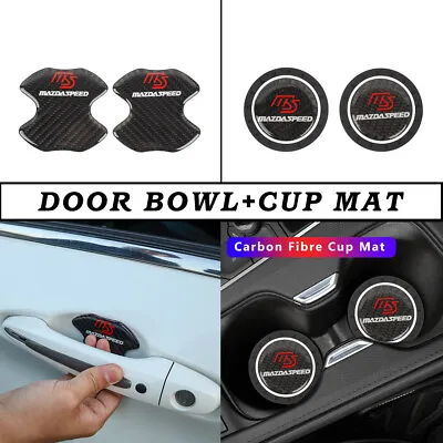 MAZDASPEED Real Carbon Anti Scratch Badge Door Handle Bowl Cover+Cup Mat Combo • $20