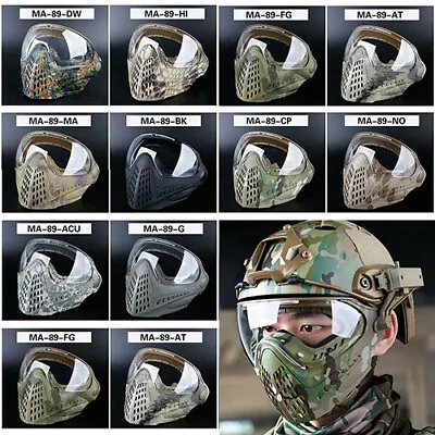 Tactical Pilot Full Face Mask Goggles Mask For Airsoft Fast Helmet • £42.46
