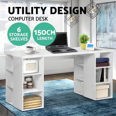 $190.24 • Buy Artiss Computer Desk Office Study Table Workstation Shelf Storage Bookcase White