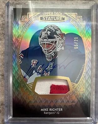 2020-21 UD Stature Mike Richter Auto Patch /21 SP New York Rangers • $300
