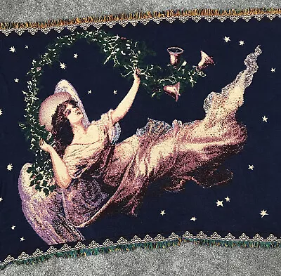 THE MANUAL WOODWORKERS & WEAVERS  Tapestry Throw-Angel  63”x45”- Made In NC • $36.99