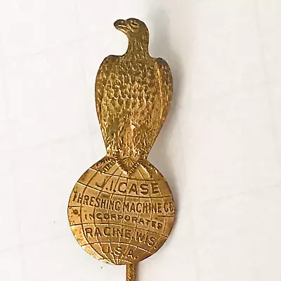 J.I. CASE Threshing Machine Hat Pin Racine WI Eagle Logo Globe Emblem Farming US • $19.95