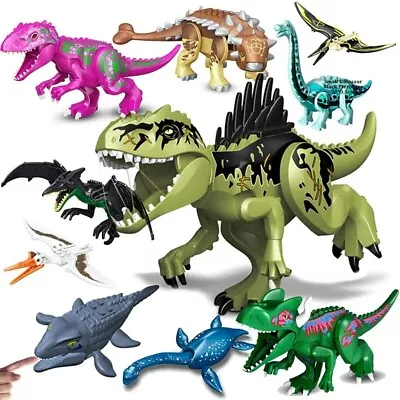 70+ Large Size T-Rex Indominus Dinosaur Figure Building Blocks Dino Toys Kids • £8.95