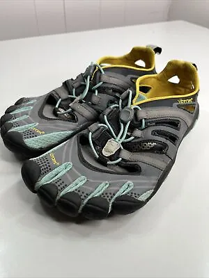 Vibram FiveFingers Treksport Sandal 13W4304 Size 41 9-9.5 Grey Aqua Yellow Women • $25.60