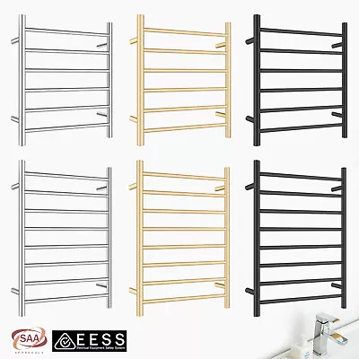 Silver/Black/Gold Electric Heated Towel Rail Rack Holder Aluminum 6/8 Round Bars • $133.99