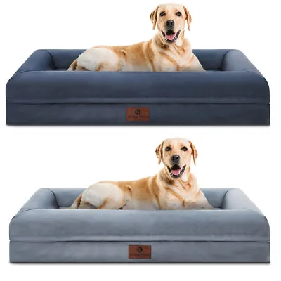 Large/X-Large Dog Bed Orthopedic Foam Pet Mattress 36x27/42x30 W/Bolster & Cover • $36.89