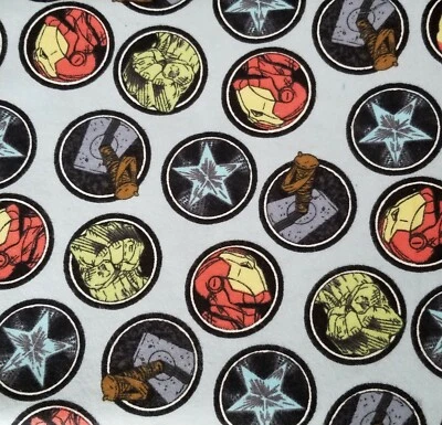 $4.99 • Buy MARVEL AVENGERS LOGO SUPERHERO 100% Cotton Flannel Fabric BTHY By The Half Yard