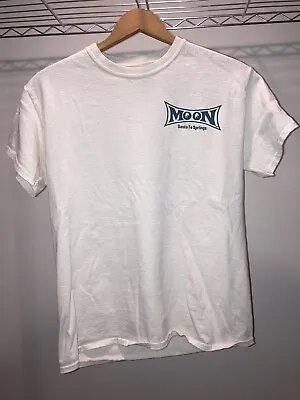 Vintage 90s Mooneys Moon Eyes Cali Style Surfer Hot Rod Shirt Off White Faded S • $60
