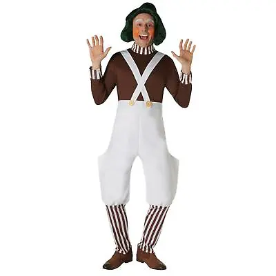 Mens Official Willy Wonka Oompa Loompa Costume Adult Fancy Dress Stag Do • £33.02