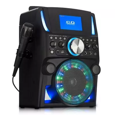 Karaoke Machine Portable System Flashing Lights & Microphone Bluetooth SD USB • £179.95