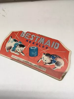 Vintage BESTMADE NEEDLES Needle Book CAT KITTENS Playing W/ Thread • $8