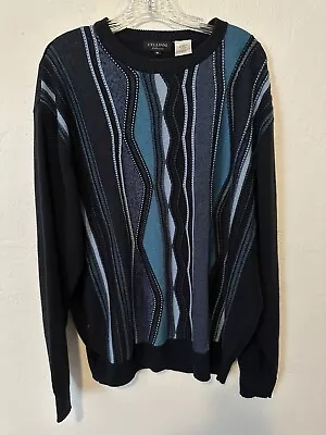 Cellinni Collezione Sweater Cosby Weave XL Acrylic Wool Crewneck Blue • $24.99