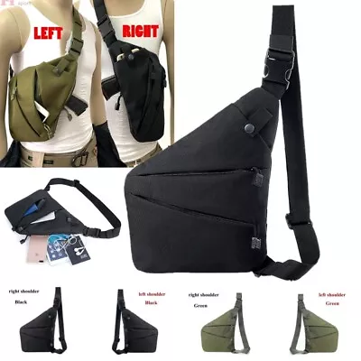 Men's Business Travel Sling Canvas Chest Pack Crossbody Anti Theft Shoulder Bag • $13.49