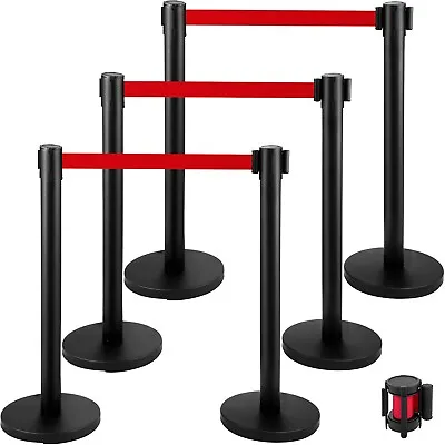 Black Que 2Pcs Red Belt Stanchion Set Crowd Control Retractable Safety Barriers • £69.99