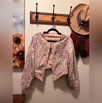 Magnolia Pearl Cotton Floral Reversible Cropped Top Layering Jacket EUC • $400