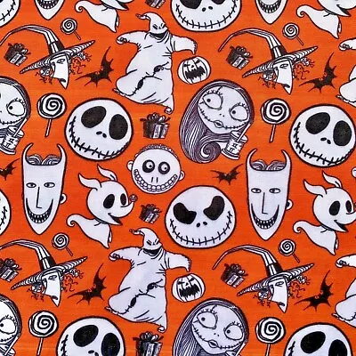 Offcut Nightmare Before Christmas Jack Skellington Character Polycotton Fabric • £6