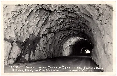 FEATHER RIVER HIGHWAY CA RPPC Tunnel Grizzly Dome California Real Photo Postcard • $4.99