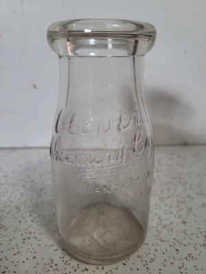 $24.99 • Buy Clover Creamery Co. Half Pint Milk Bottle Roanoke VA Great Virginia Dairy Item